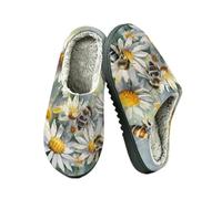 Ethebre Pantofole da donna e uomo con stampa di api e fiori ad acquerello, Stampa Acquerello Fiore Api, 40/40.5 EU