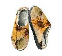 Ethebre Pantofole stile vintage con api e girasoli per donne e uomini, Girasole stile vintage ape, 40/40.5 EU