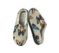 Ethebre Pantofole vintage con farfalle e giornali, per donne e uomini, Vintage Farfalle Giornale Pattern, 41/42 EU