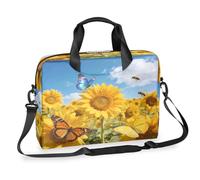 Ethebre Sunny Sunflower Bee Butterfly - Borsa per computer portatile da 40,6 cm, con tracolla, borsa messenger da lavoro, da viaggio, con tasche multiple, per uomini e donne