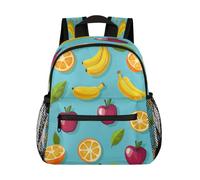 Ethebre Zaino per bambini con motivo con mele e banane e arancioni, impermeabile, leggero, con cinghia toracica, piccola borsa per libri da viaggio, zaino asilo prescolare