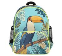 Ethebre Zaino per bambini retrò con uccellino esotico tucano per ragazze e ragazzi, leggero, resistente all'acqua, zaino per scuola prescolare con cinturino sul petto, piccola borsa per libri per