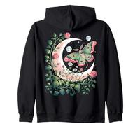 Ethereal Celestial Moth Butterfly Flowers Moon Aesthetic Felpa con Cappuccio