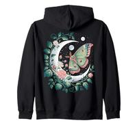 Ethereal Celestial Moth Butterfly Flowers Moon Aesthetic Felpa con Cappuccio