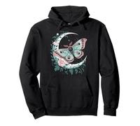 Ethereal Celestial Moth Butterfly Flowers Moon Aesthetic Felpa con Cappuccio