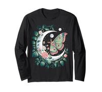 Ethereal Celestial Moth Butterfly Flowers Moon Aesthetic Maglia a Manica