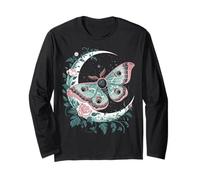 Ethereal Celestial Moth Butterfly Flowers Moon Aesthetic Maglia a Manica