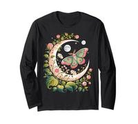 Ethereal Celestial Moth Butterfly Flowers Moon Aesthetic Maglia a Manica