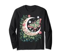 Ethereal Celestial Moth Butterfly Flowers Moon Aesthetic Maglia a Manica