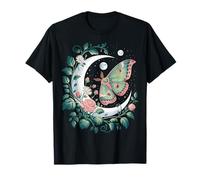Ethereal Celestial Moth Butterfly Flowers Moon Aesthetic Maglietta