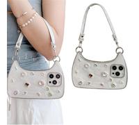 Ethereal Gemstone Aura Handbag for iPhone Case, 3D Cute Luxury Bling Diamond Handbag Phone Style for iPhone 17/16/15/14/13/12 Pro Max (15pro max)