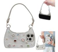 Ethereal Gemstone Aura Handbag for iPhone Case,Cute Handbag Phone Case with Detachable Handle Strap,Luxury Shockproof Basic Protective Cases for iPhone 17/16/15/14 Pro Max (White, for 16 Pro Max)
