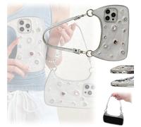 Ethereal Gemstone Aura Handbag for Phone Case,Fashion Rhinestone Design Handbag Style Phone Case with Strap,3D Cute Luxury Bling Diamond Phones Cases for iPhone 14/15/16/17 Pro Max (for 15 pro)