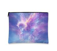 Ethereal - Trousse per trucchi con cavallo magico, viola pastello fantasia, trousse da viaggio per donne, piccola borsa portatile in tela con cerniera, regalo per le vacanze, organizer per articoli da