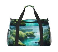 Ethereal Waters - Borsone da viaggio per uomini e donne, borsa da viaggio pieghevole e spaziosa borsa da viaggio per riporre articoli da toeletta, articoli personali, nero, L, Nero , L