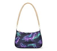 Ethereal Wolf Formed Swirls borsetta da donna media borsa a tracolla estetica con cerniera retrò formale borsa hobo con tracolla a catena