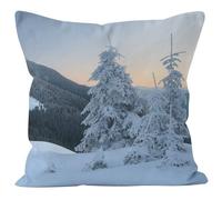 Ethereval Lino Copricuscini Colorati Federe Cuscino Inter 1Pcs, Scena di Neve in Montagna con Neve Invernale Fodere Cuscini Estivi Copricuscino Grande per Divano 45x45cm