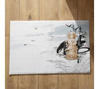 Ethereval Zerbino da Interno Super Sottile Zerbini Belli Pittura Di Paesaggio Inchiostro Stile Cinese, Esterno Fantasia Ingresso Grandi 45x75cm