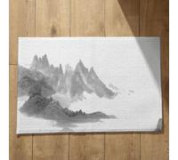 Ethereval Zerbino da Interno Super Sottile Zerbini Simpatici Pittura Di Paesaggio Inchiostro Stile Cinese, In Bianco Nero Ingresso Esterno Divertenti Fuori Porta 45x75cm