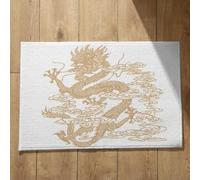 Ethereval Zerbino Esterno Simpatico Zerbini da Interno Drago Del Vento Cinese, D'Oro Zerbino Ingresso Interno Moderno Tappeto Antiscivolo Per Doccia Zerbini Antiscivolo 50x80cm