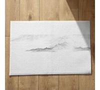 Ethereval Zerbino Scritte Divertenti Tappeto Ingresso Interno Pittura Paesaggio Inchiostro Stile Cinese, In Bianco Nero Esterno Stretto da Doccia Antiscivolo Rettangolare 45x75cm