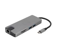 Ethernet Type-C Hub to USB 3.0 x 2 HDMI Memory Card Reader Office Accessories for Notebook Black