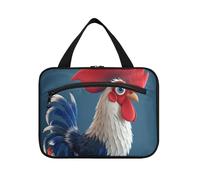 EtherSpher 3d Cartoon Carino Rosso Bianco e Blu Gallo appeso borse da toilette per gli uomini con gancio, designer moda trucco borse per il viaggio deve crociere estuche de maquillaje para mujer L, 3D