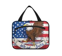 EtherSpher 4 luglio Giorno dell'Indipendenza Brown Bird borse da appendere per viaggi con gancio, designer moda kit da barba borse per gli uomini per adulti hotel estuches para maquillaje L, 4 luglio