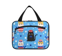 EtherSpher 4 ° luglio Giorno dell'Indipendenza Gatto Bianco appeso borsa da toilette per gli uomini con gancio, designer borsa da viaggio portatile articoli da toeletta per accessori da viaggio WC