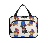 EtherSpher 4 ° luglio Giorno dell'Indipendenza Giallo Cane appeso borsa per gli uomini che viaggiano con gancio, designer essenziale borsa trucco per le donne hotel bolso para maquillaje de mujer L, 4