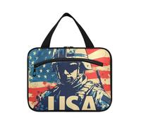 EtherSpher 4 luglio Giorno dell'Indipendenza Nero Sagome Di Soldati appeso toilette borsa da viaggio con gancio, designer borse impermeabili per gli uomini per il viaggio make up backpacking bolso