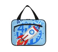 EtherSpher 4 luglio Giorno dell'Indipendenza Rosso e Blu ROCKETS appeso kit da toeletta da viaggio con gancio, designer essenziali kit da barba borse per uomini per donne viaggi viaggi maletín para