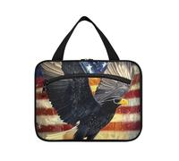 EtherSpher 4 luglio Independence Day Black Bird appeso borse da toilette per donne in viaggio con gancio, designer carino borse cosmetiche per il viaggio must hotel bolsos para hombre L, 4 luglio