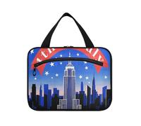 EtherSpher 4 ° luglio Independence Day Empire State Building borsa da viaggio appesa con gancio, designer borsa per il trucco espandibile per le donne vacanza bolsas de maquillaje para mujer L, 4