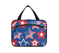 EtherSpher 4 luglio Independence Day Red and Blue Stars appeso trucco custodia da viaggio con gancio, design compatto appeso borse da toilette per le donne must have campeggio bolso de mano para