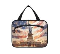 EtherSpher 4 luglio Independence Day White Liberty appeso borsa da toilette uomo con gancio, designer borsa da barba espandibile per gli uomini per crociere viaggio crociere bolso para maquillaje L, 4