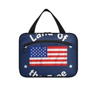 EtherSpher 4th Of July Independence Day Land Of Free Red American Flag Hanging borsa da toilette da viaggio per le donne con gancio, kit di rasatura essenziale di design per gli elementi essenziali