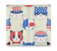 EtherSpher 4th Of July Independence Day White Cat Premium Leather Auto Registration Assicurazione & ID Card Holder Portafoglio Accessori Custodia per documenti essenziali, patente di guida, carte, 4