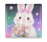 EtherSpher A Cute Cartoon White Rabbit Premium Leather Car Registration and Insurance Card Holder Portafoglio Documenti per ID, patente di guida, chiavi di contatto
