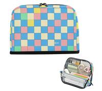 EtherSpher A scacchi Plain Blu Verde Beige Astuccio Organizer Grande Capacità Trucco Grande Capacità Cancelleria di Archiviazione per Studenti Universitari Ufficio bolsad para herramientas