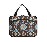 EtherSpher Affascinante blu marrone bohemien floreale appeso borsa da viaggio da uomo con gancio, designer pieghevole trucco caso per le donne lavoro bolso de mano para hombre L, affascinante blu