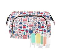 EtherSpher American Unique Makeup Bag Zipper Makeup Bag Organizzatore Cambiare Borsa per Cosmetici Articoli da toeletta, Americano Unico, 1 size