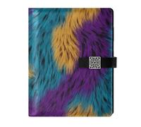 EtherSpher Animal Fur Print Brown Purple Leather foderato composizione notebook impermeabile copertina soggetto college a righe per college 6.7x9.2