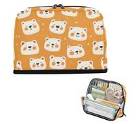 EtherSpher Arancione Carino Orsi Polari Bianco Matita Box Caso Grande Capacità Borse Trucco In Piedi Borsa Multiuso per Teen Boys Scuola Fornitura caja para lapices escolares nina