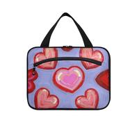 EtherSpher Art Heart Shape Red Blue Hanging borse da toilette per donne in viaggio con gancio, designer borsa spazzola essenziale per accessori must haves toilet bolso para maquillaje L, arte a forma