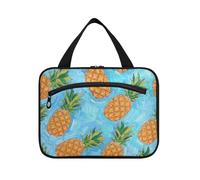 EtherSpher Art Painting Blue Fruit Ananas appeso borsa da viaggio per gli uomini con gancio, designer moda tote bag per accessori da viaggio crociere bolsa para guardar maquillaje L, Pittura artistica