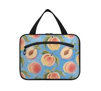 EtherSpher Art Painting Blue Fruit Peach appeso borsa da barba per gli uomini viaggio con gancio, designer pieghevole make up borsa per le donne deve bagno bolsas de maquillaje para mujer L, Pittura