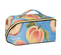 EtherSpher Art Painting Blue Fruit Peach progettato borsa da viaggio con divisori eleganti borse cosmetiche con cerniera con scomparti e maniglia