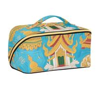 EtherSpher Art Paintings Vintage Thailandia blu progettato borse di trucco con divisori borsa trucco portatile con maniglia con scomparti e maniglia