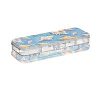 EtherSpher Art Pittura A Olio Blu Shell Mare Progettato Matita di Plastica Box Doppio Deck Penne Marker Caso Per La Scuola Con Coperchio